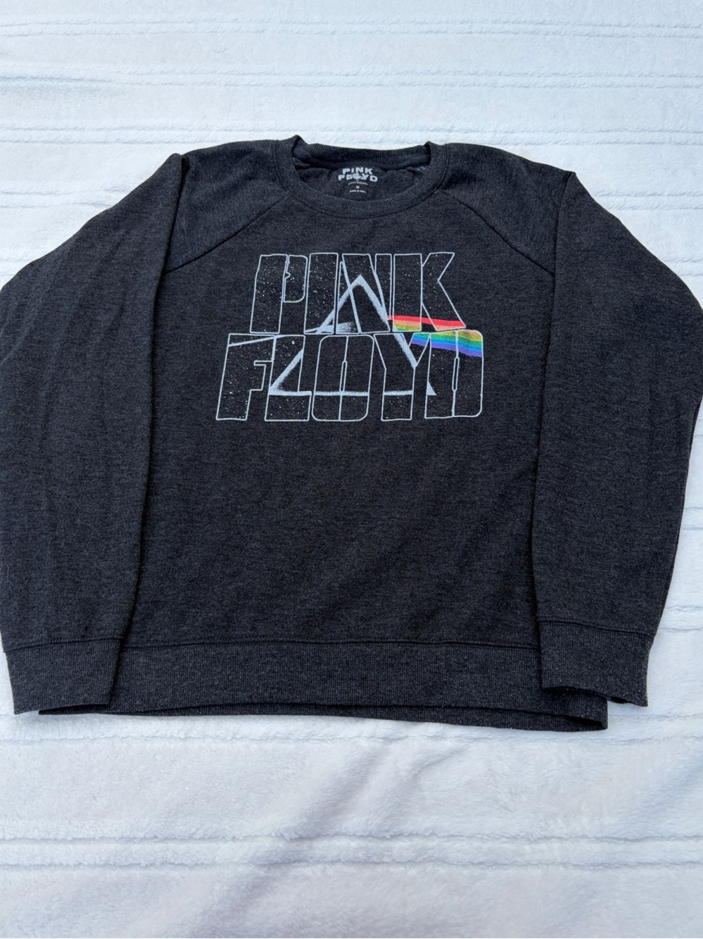 Pink Floyd Charcoal Crewneck Sweatshirt with Rainbow Prism Logo Size M